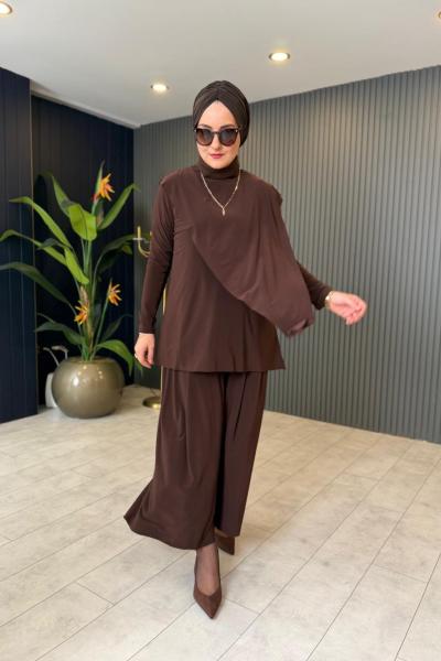 Lazer Kesim Rahat Tiril Takım Kahve