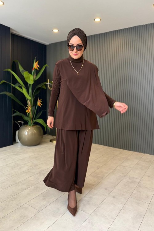 Lazer Kesim Rahat Tiril Takım Kahve