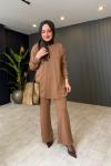 Aylin Rahat Pantolon Takım Camel