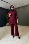 Aylin Rahat Pantolon Takım Bordo