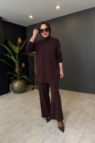 Aylin Rahat Pantolon Takım Kahve