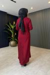 Pilise Detaylı Milano Elbise Bordo