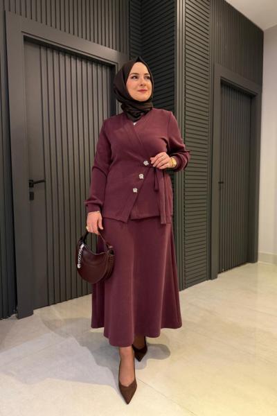 Levidor Premium Tasarım Etekli Takım Bordo