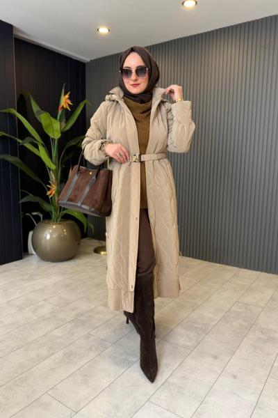 Yanları Fermuar Detaylı Premium Tasarım Mont Camel