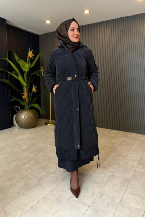 Yanları Fermuar Detaylı Premium Tasarım Mont Lacivert