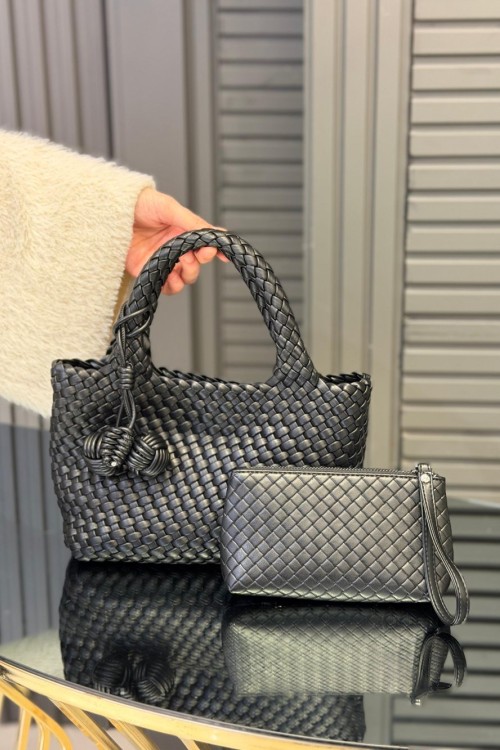 Levidor Charmlı Örgü Model El Çantası Siyah