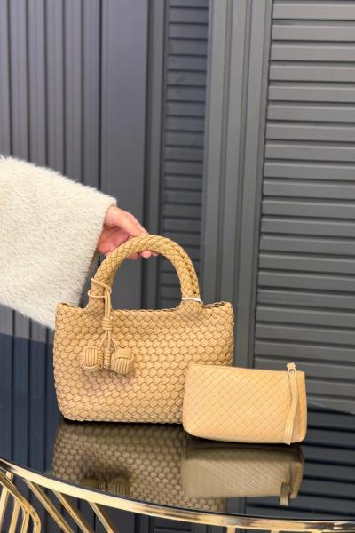 Levidor Charmlı Örgü Model El Çantası Vizon