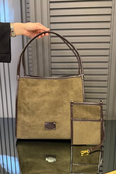 Levidor Nubuk Kare Premium Çanta Haki