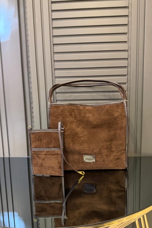 Levidor Nubuk Kare Premium Çanta Acıkahve