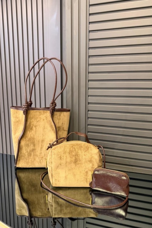 Levidor Üçlü Nubuk Çanta Camel