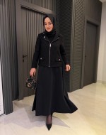 Tüvit Ceketli Etekli Takım Siyah