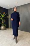 Cep Detaylı Triko Etekli Takım Lacivert