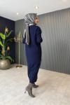 Cep Detaylı Triko Etekli Takım Lacivert