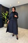 Fermuar Detaylı Nubuk Etekli Takım Lacivert