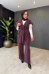 Tensel Yelekli Pantolon Takım Bordo