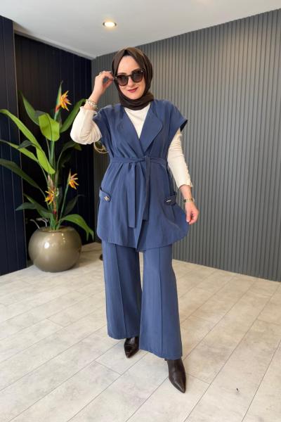 Tensel Yelekli Pantolon Takım Mavi