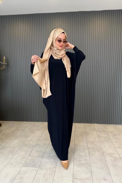 Yarasa Kol Sandy Elbise Lacivert