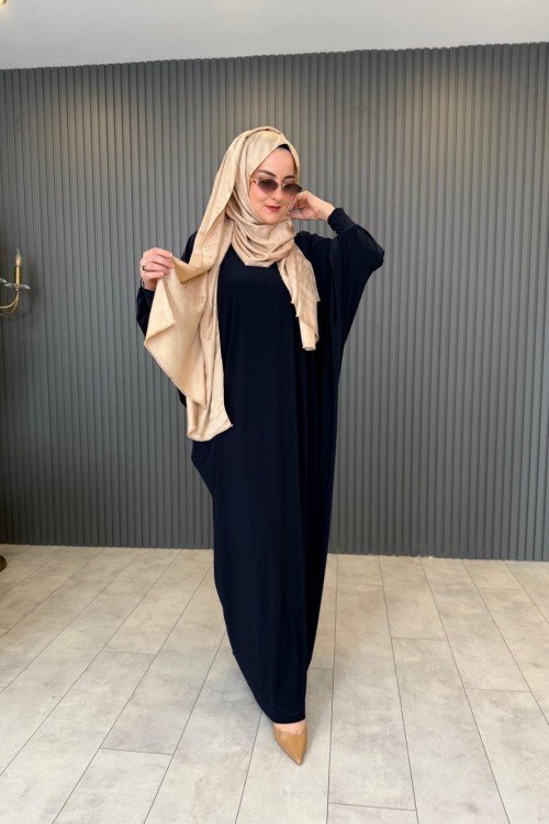 Yarasa Kol Sandy Elbise Lacivert