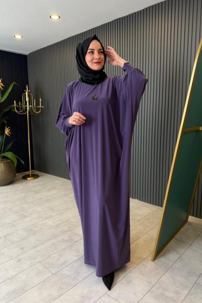 Yarasa Kol Sandy Elbise Lila