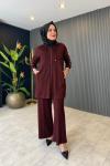 Pul Detaylı Premium  Pantolonlu Takım Bordo