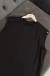 Şifon Taş Detaylı Sıfır Kol İçlik Tunik Siyah