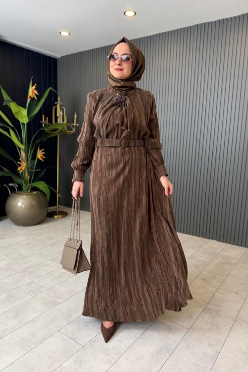 Orhan Özel Tasarım Elbise Kahve