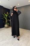 Kol Kupra Detaylı Merserize Elbise Siyah