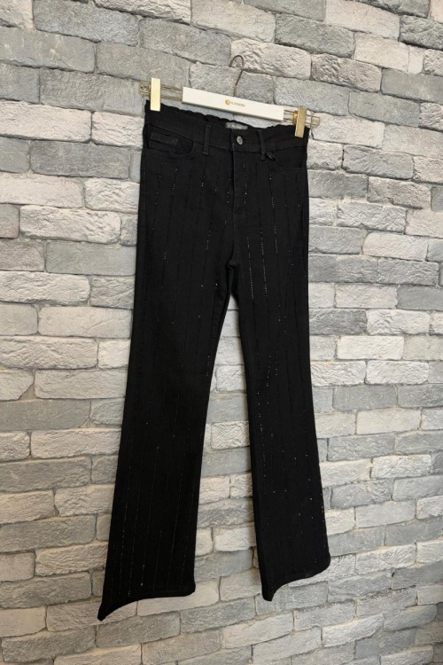 İspanyol Taşlı Pantolon Siyah