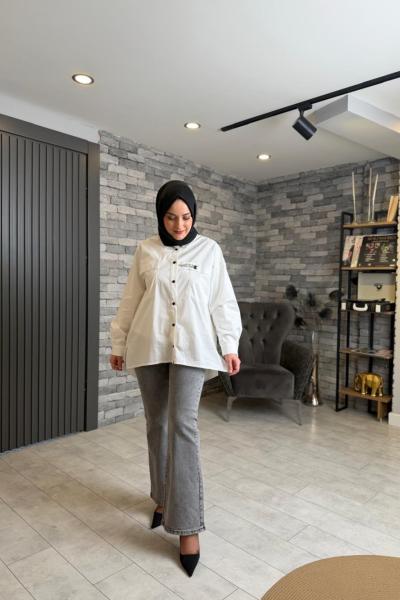 İspanyol Jean Pantolon Gri