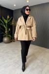 Kısa Premium Trençkot Bej