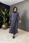 Kol Ve Bel Büzgü Detaylı Etekli Takım Antrasit