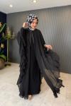 İthal Premium Abaya Elbise Takım Siyah