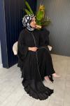 İthal Premium Abaya Elbise Takım Siyah