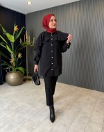 Levidor Volanlı Gömlek Siyah