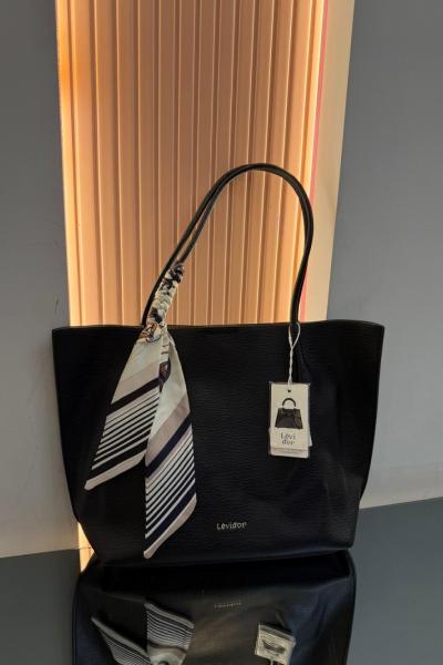 Fular Detaylı Omuz Çantası Siyah