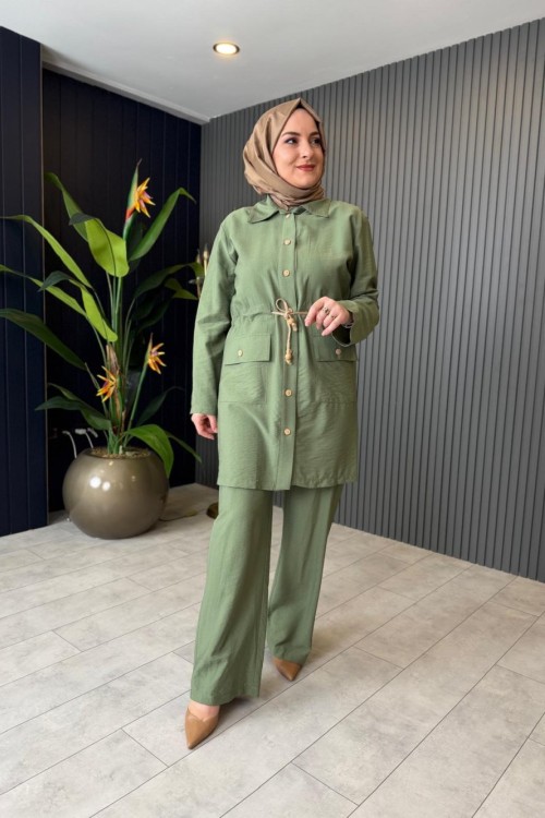Hasır Kemer Detaylı Pantolon Takım Benetton