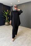 Selen Rahat Pantolon Takım Siyah