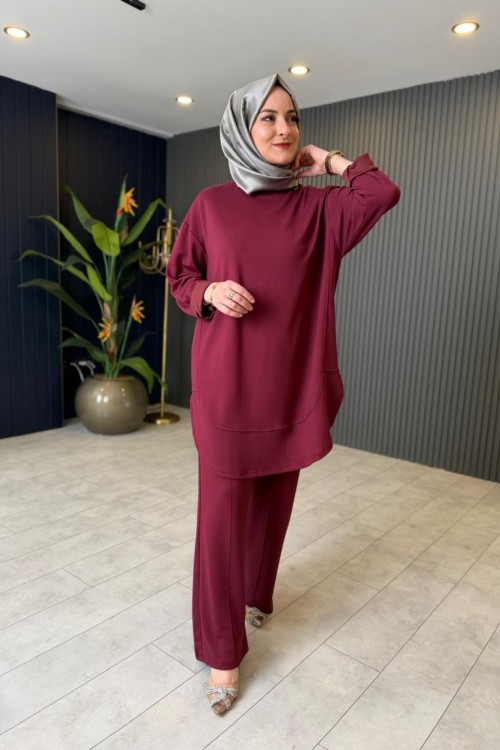 Selen Rahat Pantolon Takım Bordo