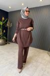 Selen Rahat Pantolon Takım Kahve