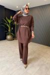 Selen Rahat Pantolon Takım Kahve