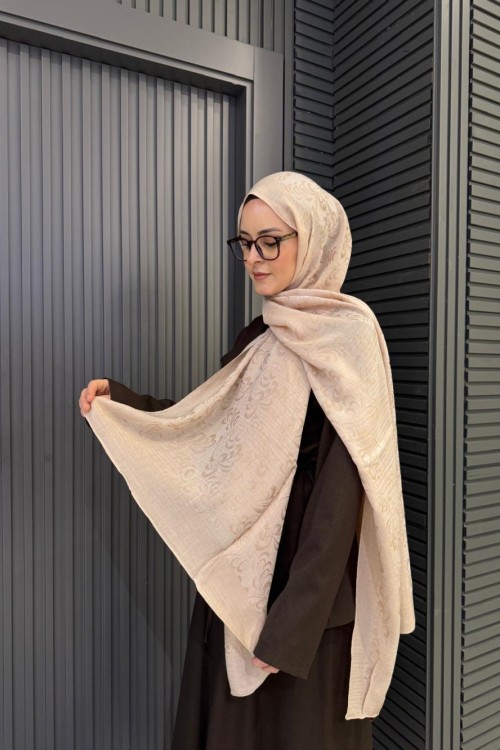 Luvensara Etnik Desen Şal Bej