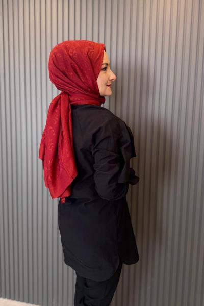 Luvensara Etnik Desen Şal Kırmızı