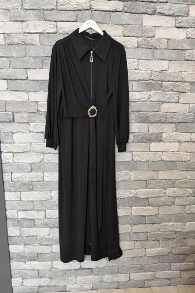 Toka Detaylı Fermuarlı Kap Siyah