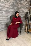 Elsa Saten Yaka Elbise Bordo
