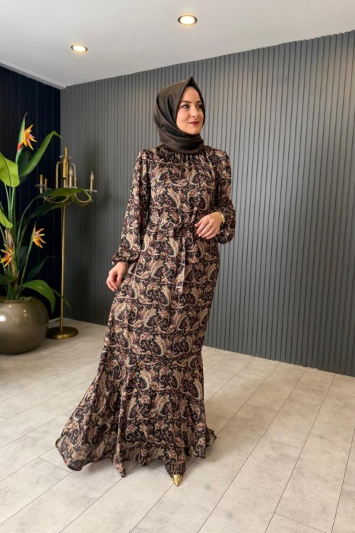 Etnik Desen Olivia Elbise Siyah