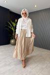 Levidor Dantel Detaylı Etek Bej