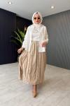 Levidor Dantel Detaylı Etek Bej