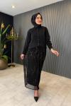 Payet Detaylı Tasarım Etekli Takım  Siyah
