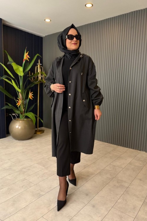 Çıt Çıt Detaylı Hüma Kap Siyah