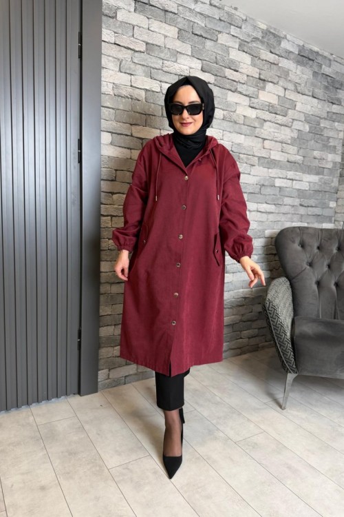 Çıt Çıt Detaylı Hüma Kap Bordo